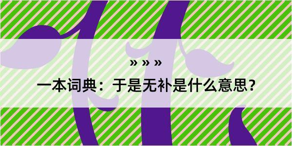 一本词典：于是无补是什么意思？