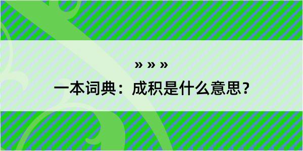 一本词典：成积是什么意思？