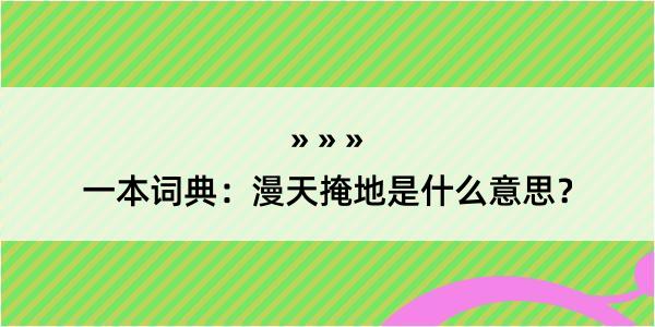 一本词典：漫天掩地是什么意思？