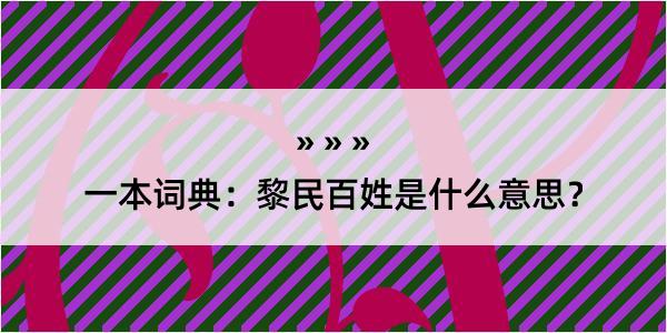 一本词典：黎民百姓是什么意思？