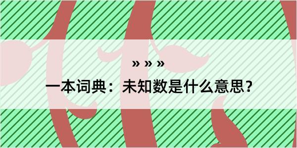 一本词典：未知数是什么意思？