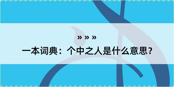 一本词典：个中之人是什么意思？