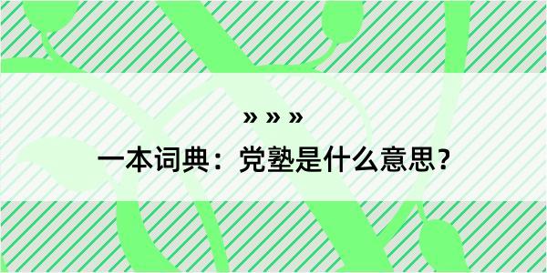 一本词典：党塾是什么意思？