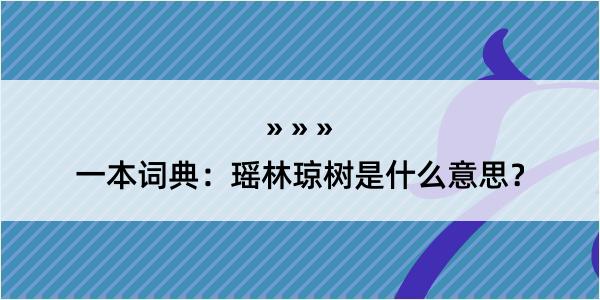 一本词典：瑶林琼树是什么意思？