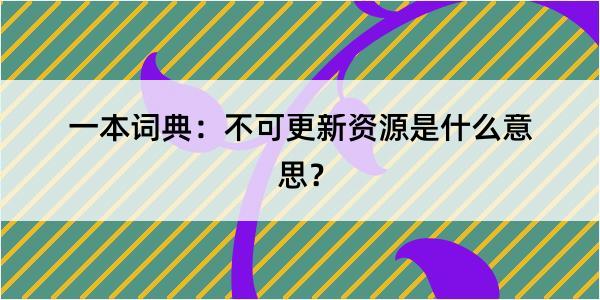 一本词典：不可更新资源是什么意思？