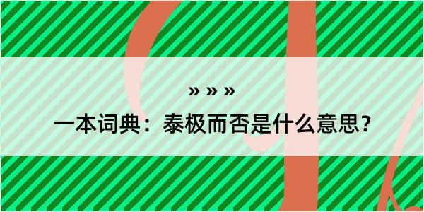 一本词典：泰极而否是什么意思？