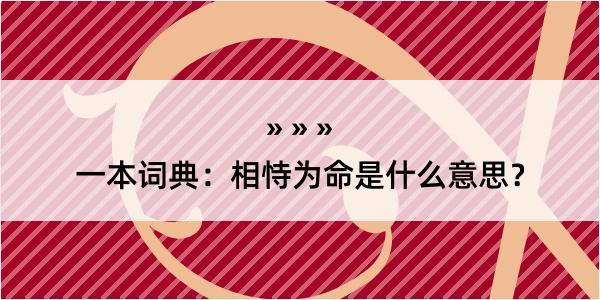 一本词典：相恃为命是什么意思？