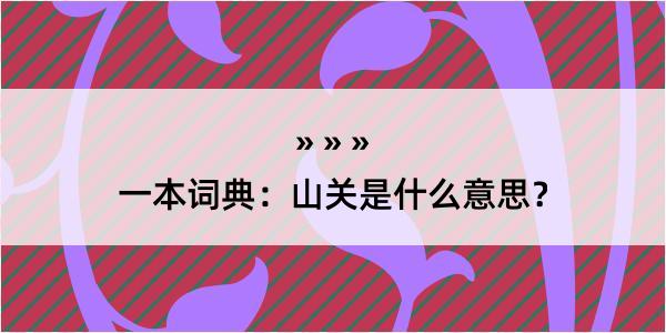 一本词典：山关是什么意思？