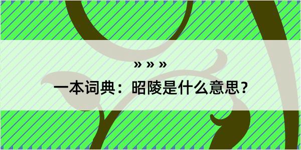 一本词典：昭陵是什么意思？