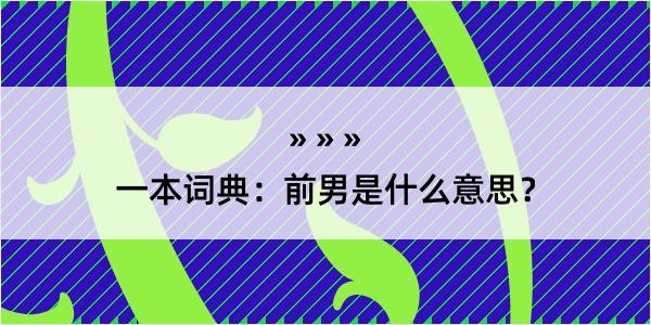 一本词典：前男是什么意思？