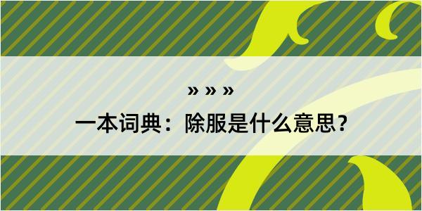 一本词典：除服是什么意思？