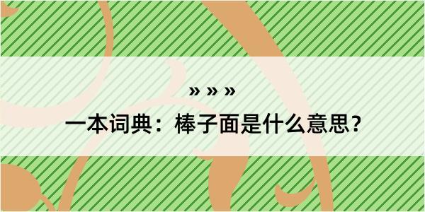 一本词典：棒子面是什么意思？