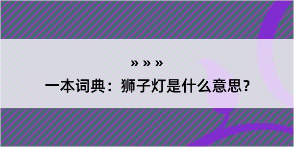 一本词典：狮子灯是什么意思？