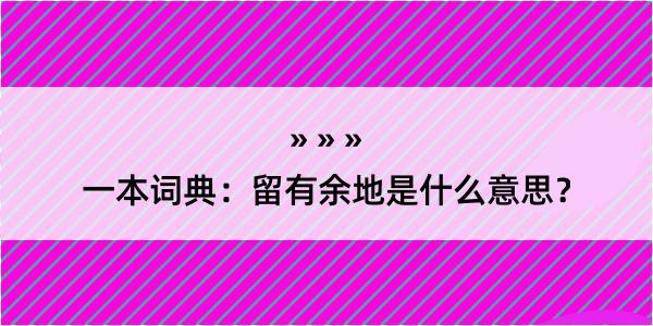 一本词典：留有余地是什么意思？