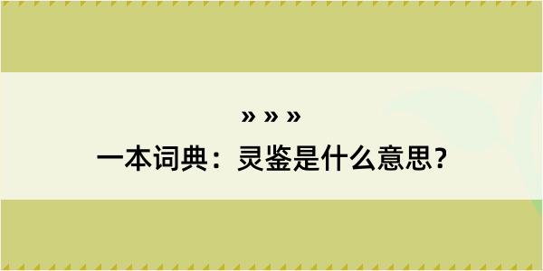 一本词典：灵鉴是什么意思？