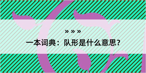 一本词典：队形是什么意思？