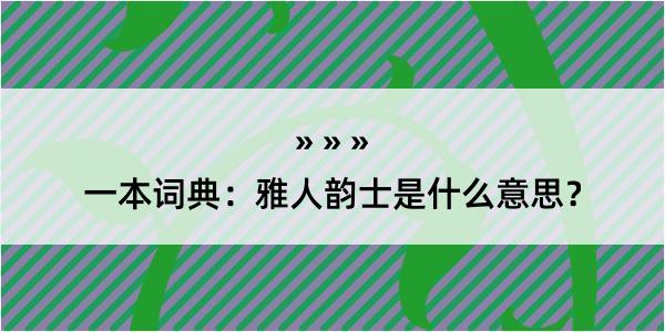 一本词典：雅人韵士是什么意思？