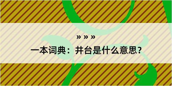 一本词典：井台是什么意思？