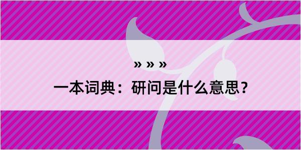 一本词典：研问是什么意思？