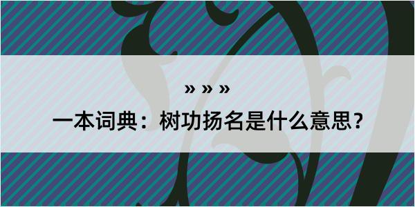 一本词典：树功扬名是什么意思？