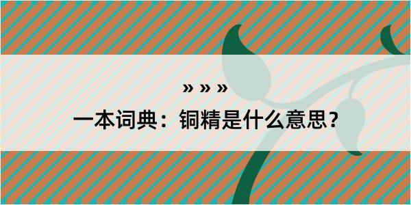 一本词典：铜精是什么意思？