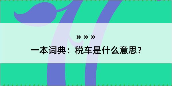 一本词典：税车是什么意思？