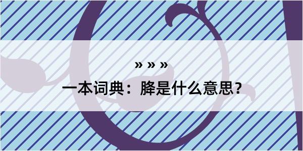 一本词典：胮是什么意思？