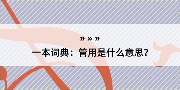 一本词典：管用是什么意思？