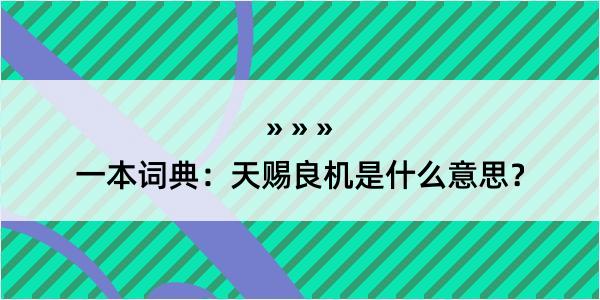 一本词典：天赐良机是什么意思？