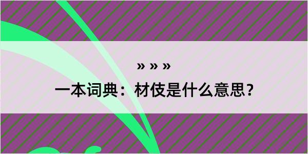 一本词典：材伎是什么意思？