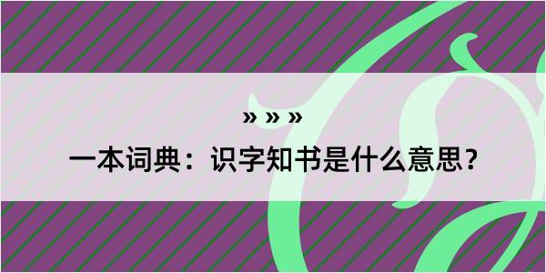 一本词典：识字知书是什么意思？