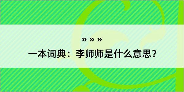 一本词典：李师师是什么意思？