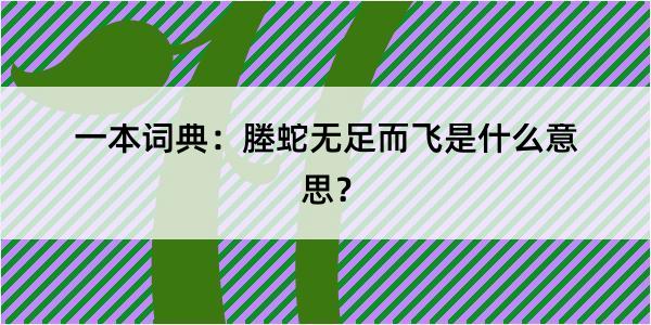 一本词典：塍蛇无足而飞是什么意思？