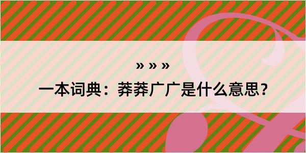 一本词典：莽莽广广是什么意思？