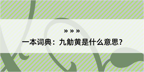 一本词典：九觔黄是什么意思？