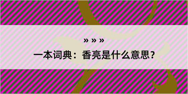 一本词典：香亮是什么意思？