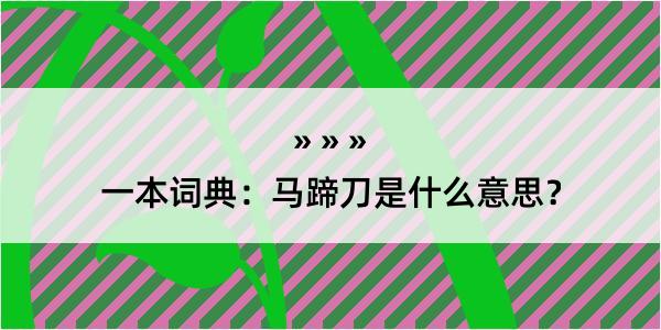 一本词典：马蹄刀是什么意思？