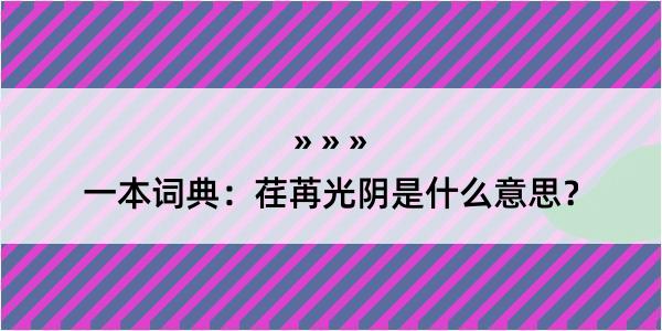 一本词典：荏苒光阴是什么意思？