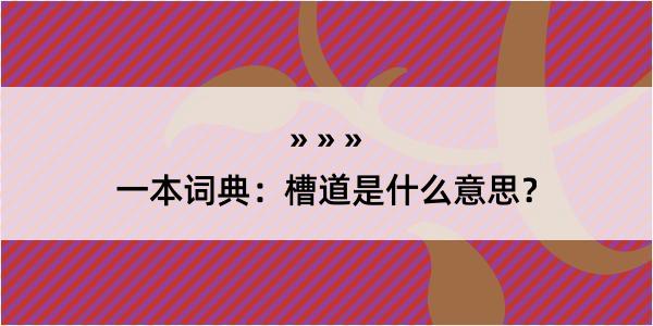 一本词典：槽道是什么意思？