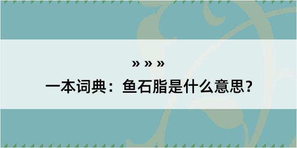 一本词典：鱼石脂是什么意思？