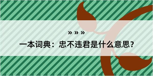 一本词典：忠不违君是什么意思？