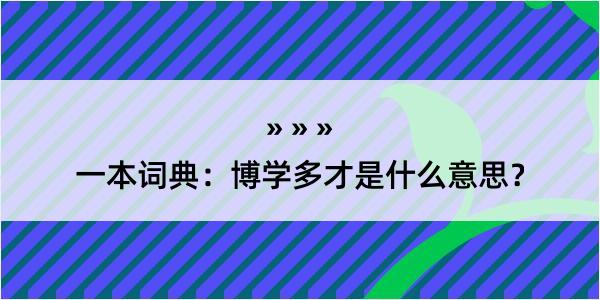 一本词典：博学多才是什么意思？