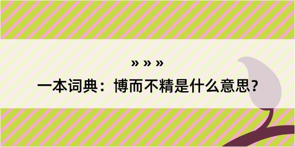 一本词典：博而不精是什么意思？