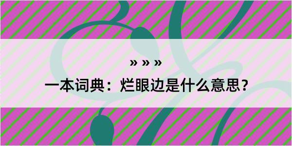 一本词典：烂眼边是什么意思？