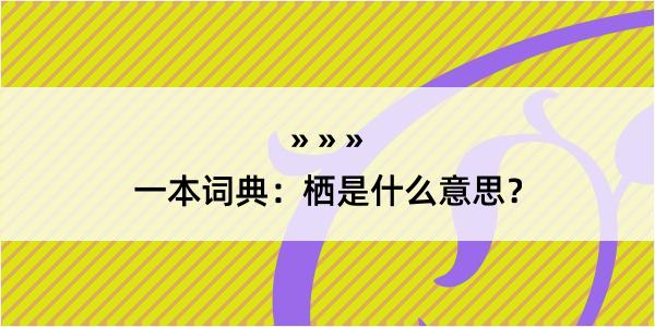 一本词典：栖是什么意思？