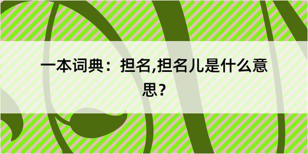 一本词典：担名,担名儿是什么意思？