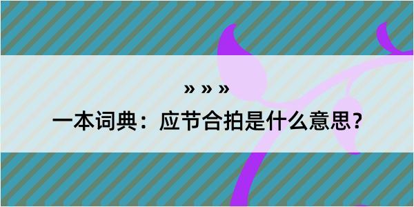 一本词典：应节合拍是什么意思？