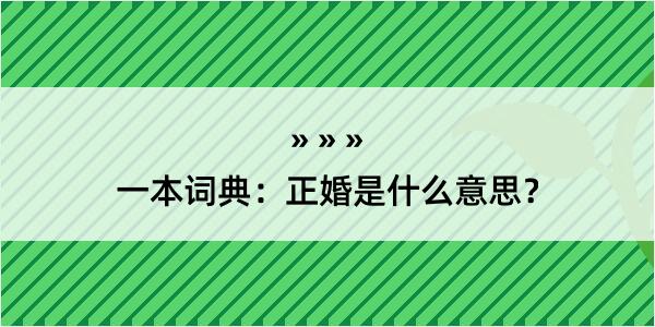 一本词典：正婚是什么意思？