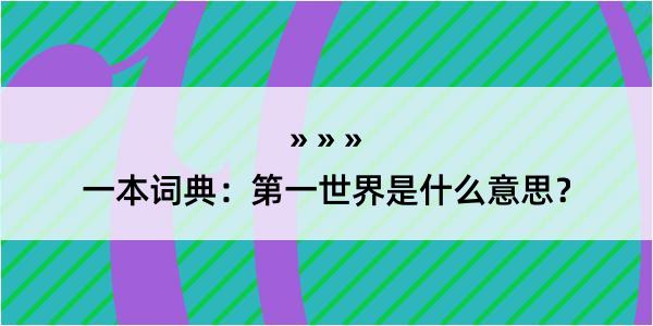 一本词典：第一世界是什么意思？