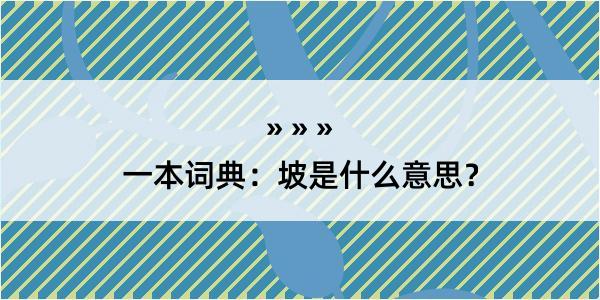 一本词典：坡是什么意思？